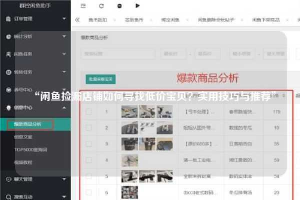 “闲鱼捡漏店铺如何寻找低价宝贝？实用技巧与推荐”